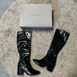NEW Franco Sarto Tribute Croc heeled boots black